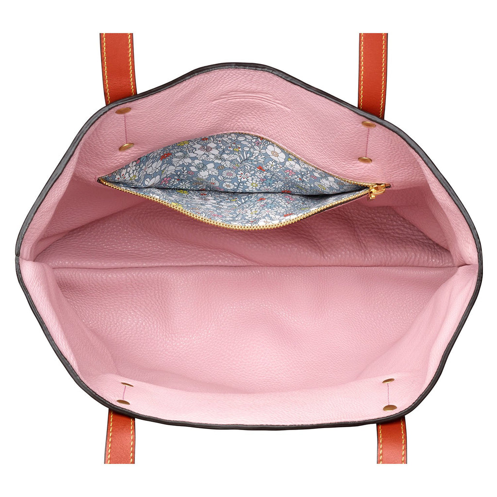 navy-and-powder-pink  leather reversible shoulder bag